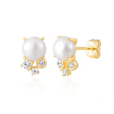 Pearl Earrings with Small Diamonds