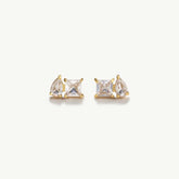 Double Diamond Sterling Silver Diamond Stud Earrings