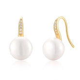 Simple Gold Hook Pearl Earrings