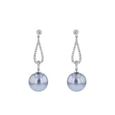 Diamond Pearl Sterling Silver Fashion Earrings