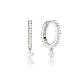 Hoop Earrings Sterling Silver with Diamonds