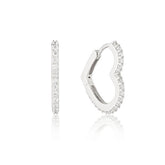 Heart Shaped Sterling Silver Diamond Earrings