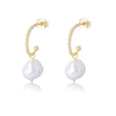 Elegant Gold Hook Pearl Earrings