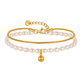 Stacked Chain Pearl Bracelets