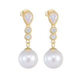Luxury Diamond Pendant Pearl Earrings