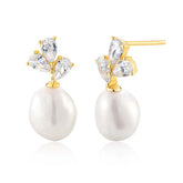 Simple Diamond Pearl Earrings