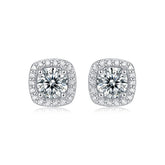 Square Compact Moissanite Stud Earrings