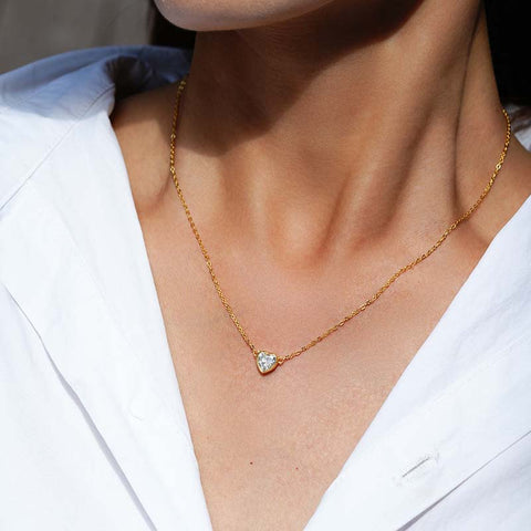 Heart Shaped Moissanite Gold Necklaces