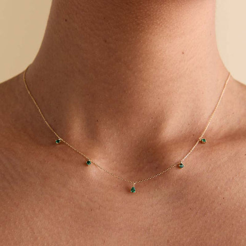 Emerald Diamond Elegant Solid Gold Necklaces