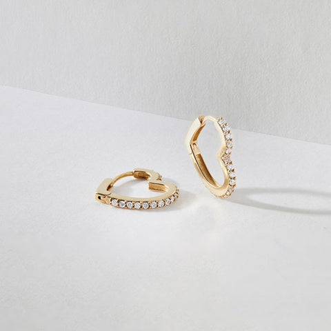 Heart Shaped Sterling Silver Diamond Earrings