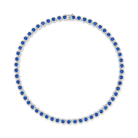 Blue Spinel Round Ball Tennis Necklaces