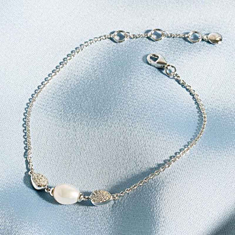 Chain-Style Luxury Sterling Silver Pearl Bracelets