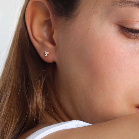 Diamond Delicate 14 Solid Gold Stud Earrings