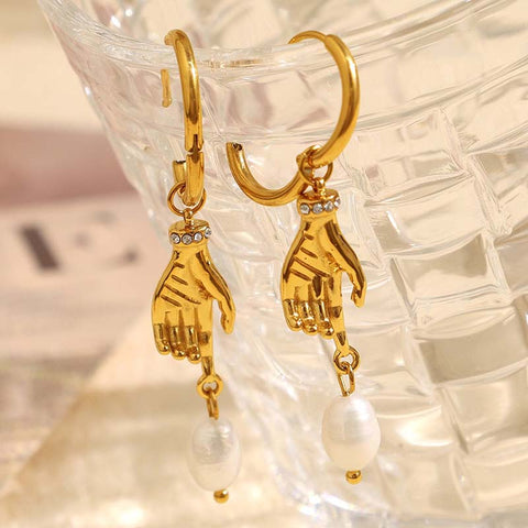 Yellow Palm Pearl Earrings