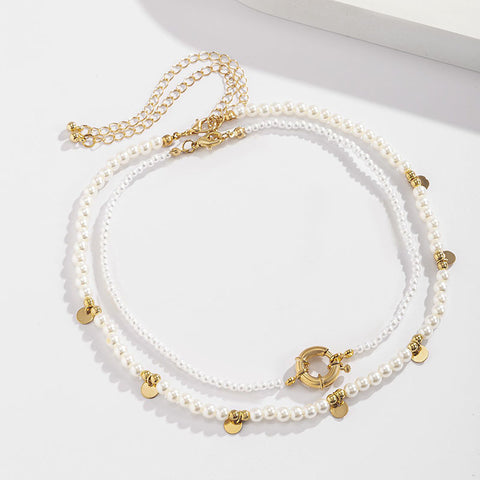 Double Pearl Necklaces Sterling Silver