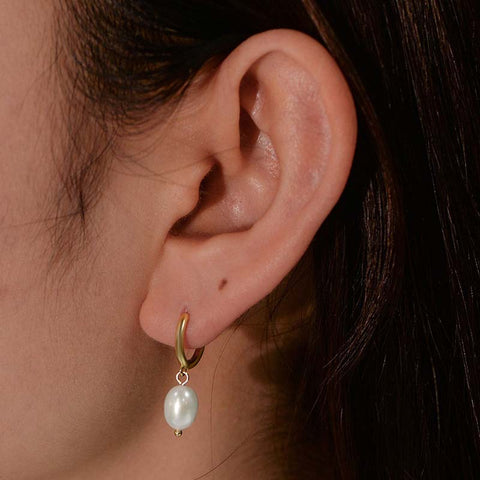 Simple Pearl Earrings with Hoops