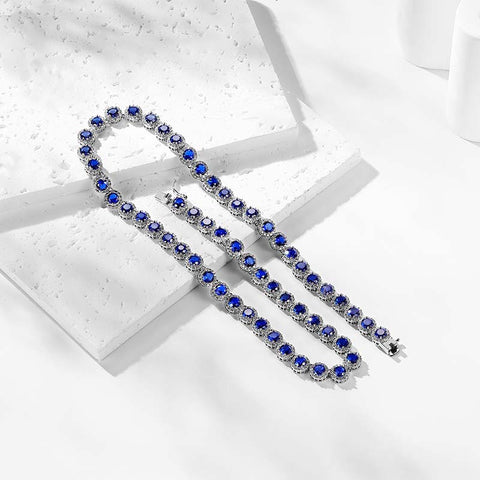 Blue Spinel Round Ball Tennis Necklaces