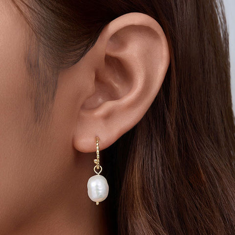 Elegant Gold Hook Pearl Earrings