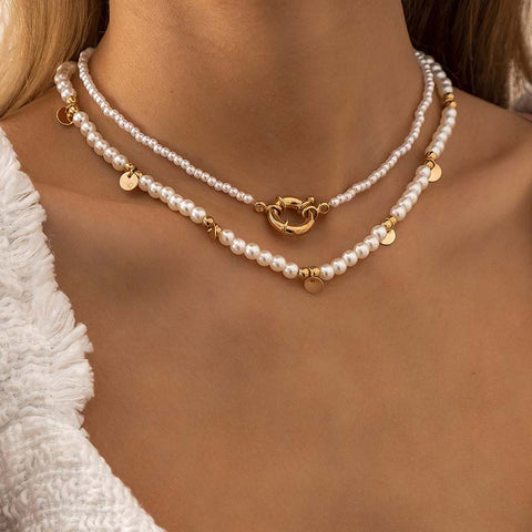 Double Pearl Necklaces Sterling Silver