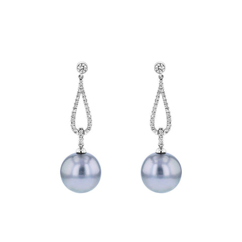 Diamond Pearl Sterling Silver Fashion Earrings