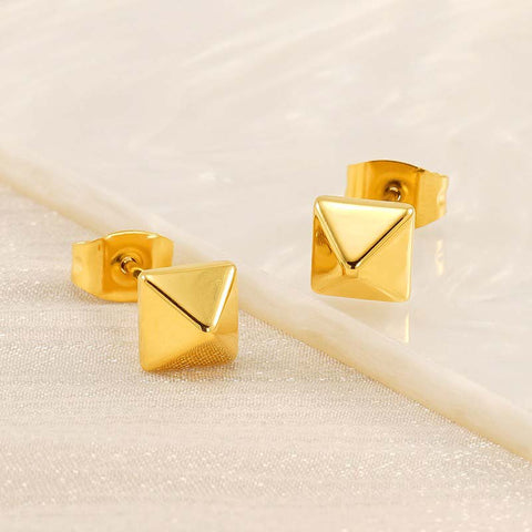 Small Tapered Gold Stud Earrings