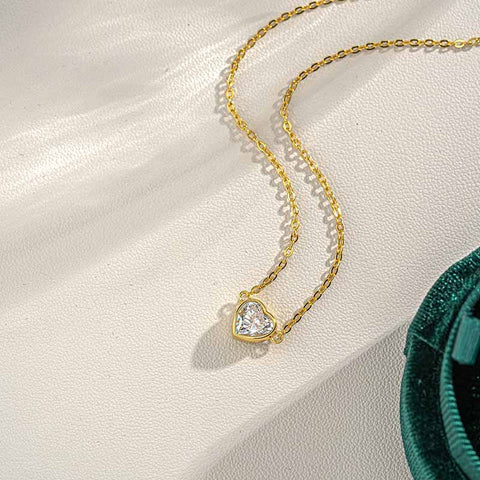Heart Shaped Moissanite Gold Necklaces