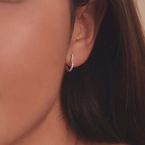 Heart Shaped Sterling Silver Diamond Earrings