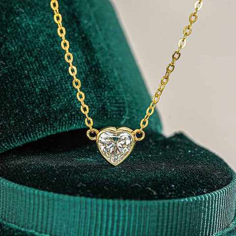 Heart Shaped Moissanite Gold Necklaces