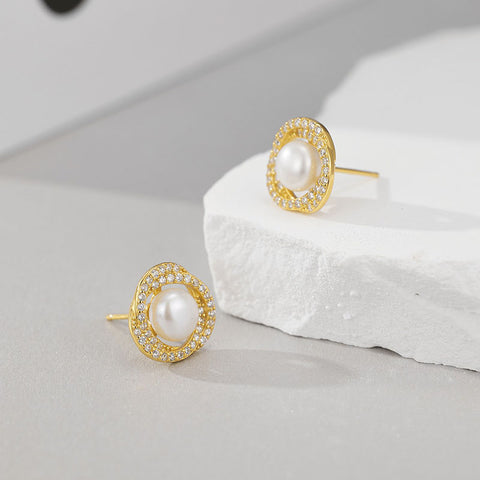 Embellished Pearl Stud Earrings