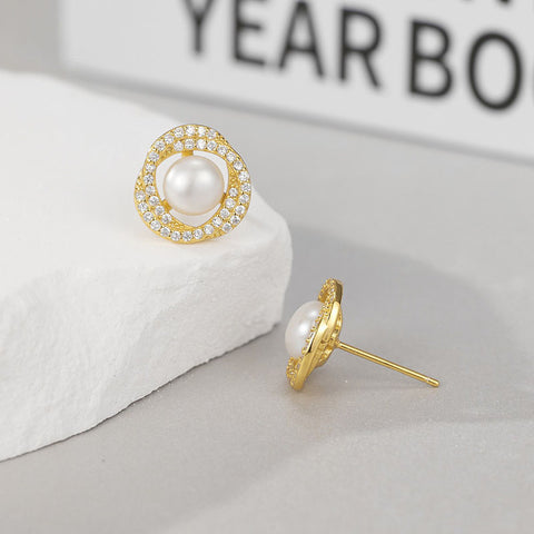 Embellished Pearl Stud Earrings