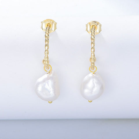 Elegant Gold Hook Pearl Earrings