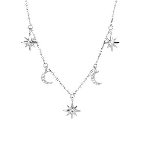 Golden Star and Moon Charms Necklaces
