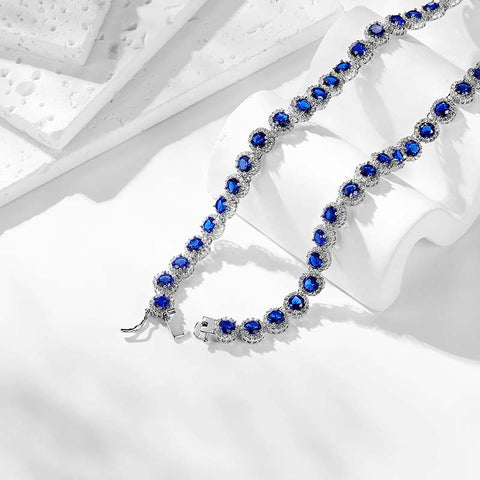 Blue Spinel Round Ball Tennis Necklaces