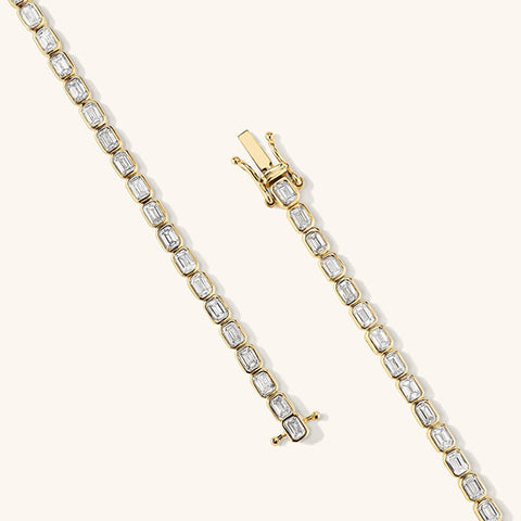 Emerald Cut Bezel Tennis Bracelets