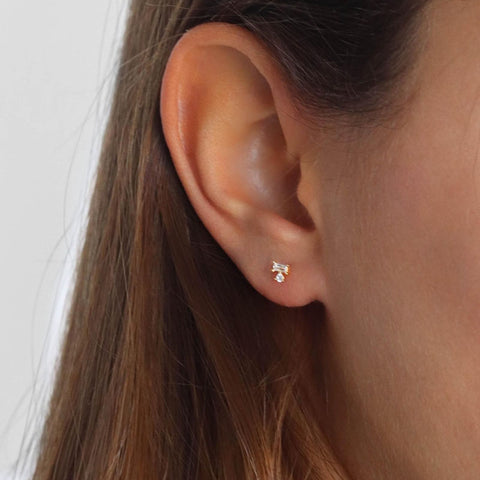 Diamond Delicate 14 Solid Gold Stud Earrings