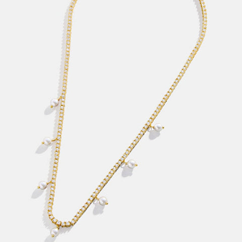 Sterling Silver Diamond Pearl Necklaces