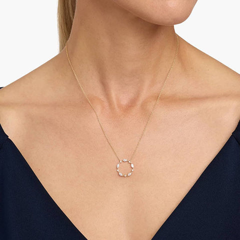 Round Moissanite Solid Gold Necklaces