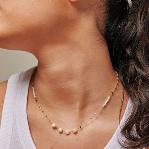 Colourful Beads with Pearl Necklaces