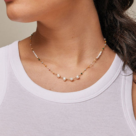 Colourful Beads with Pearl Necklaces