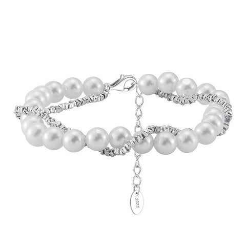 Intertwined Pearls Bracelets in Crushed Silver