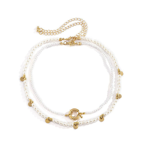 Double Pearl Necklaces Sterling Silver