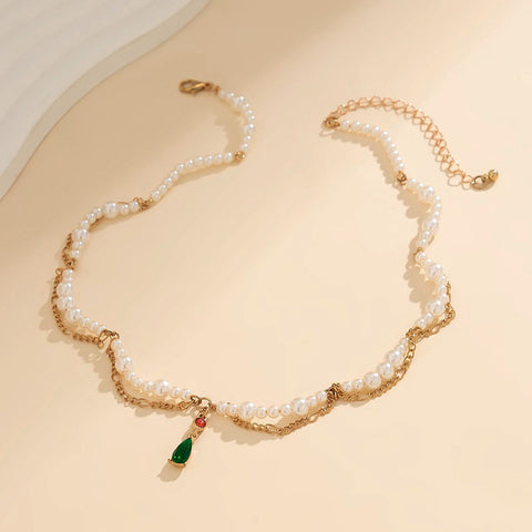 Yellow Stacked Pearl Necklaces
