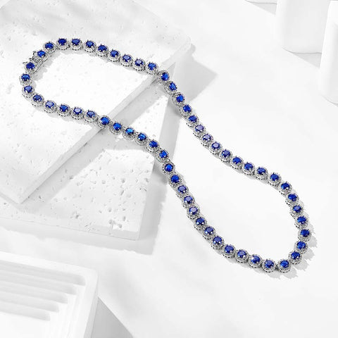 Blue Spinel Round Ball Tennis Necklaces