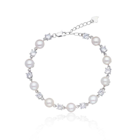 Diamond Charm Pearl Bracelets