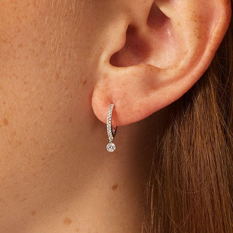 Hoop Earrings Sterling Silver with Diamonds
