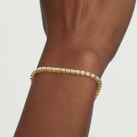 Emerald Cut Bezel Tennis Bracelets