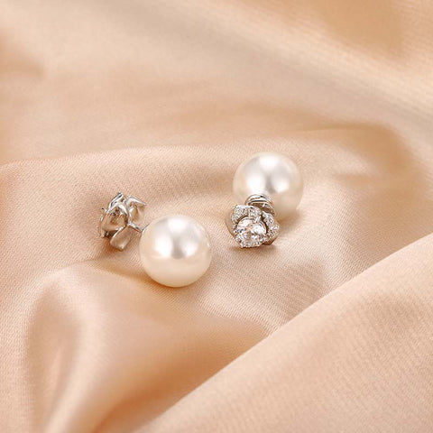 Small Sterling Silver Pearl Stud Earrings