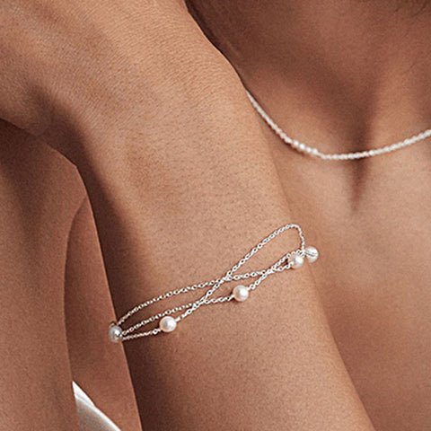 Simple Delicate Sterling Silver Pearl Bracelets