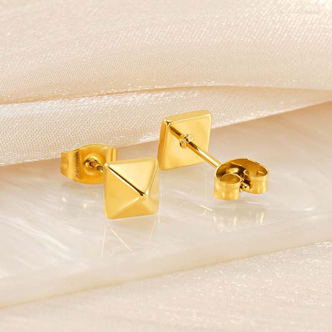 Small Tapered Gold Stud Earrings