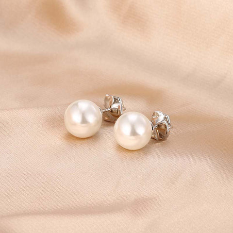 Small Sterling Silver Pearl Stud Earrings